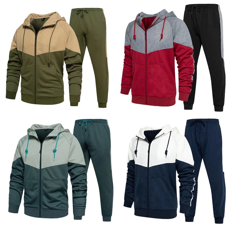 Men Sport Jogging Two Piece Sweatsuit
