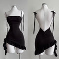 Y2K sexy backless lace up spicy girl's hip hugging skirt