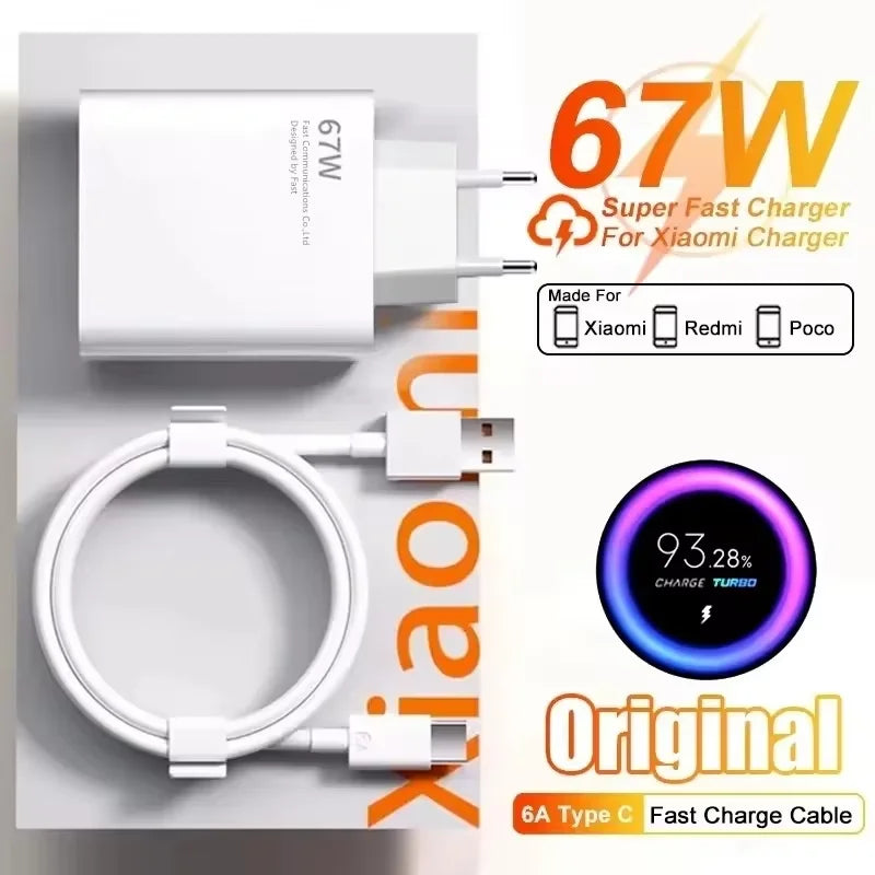 Total 67W USB GaN Charger Fast Charging Wall Phone Adapter 6A USB to TypeC
