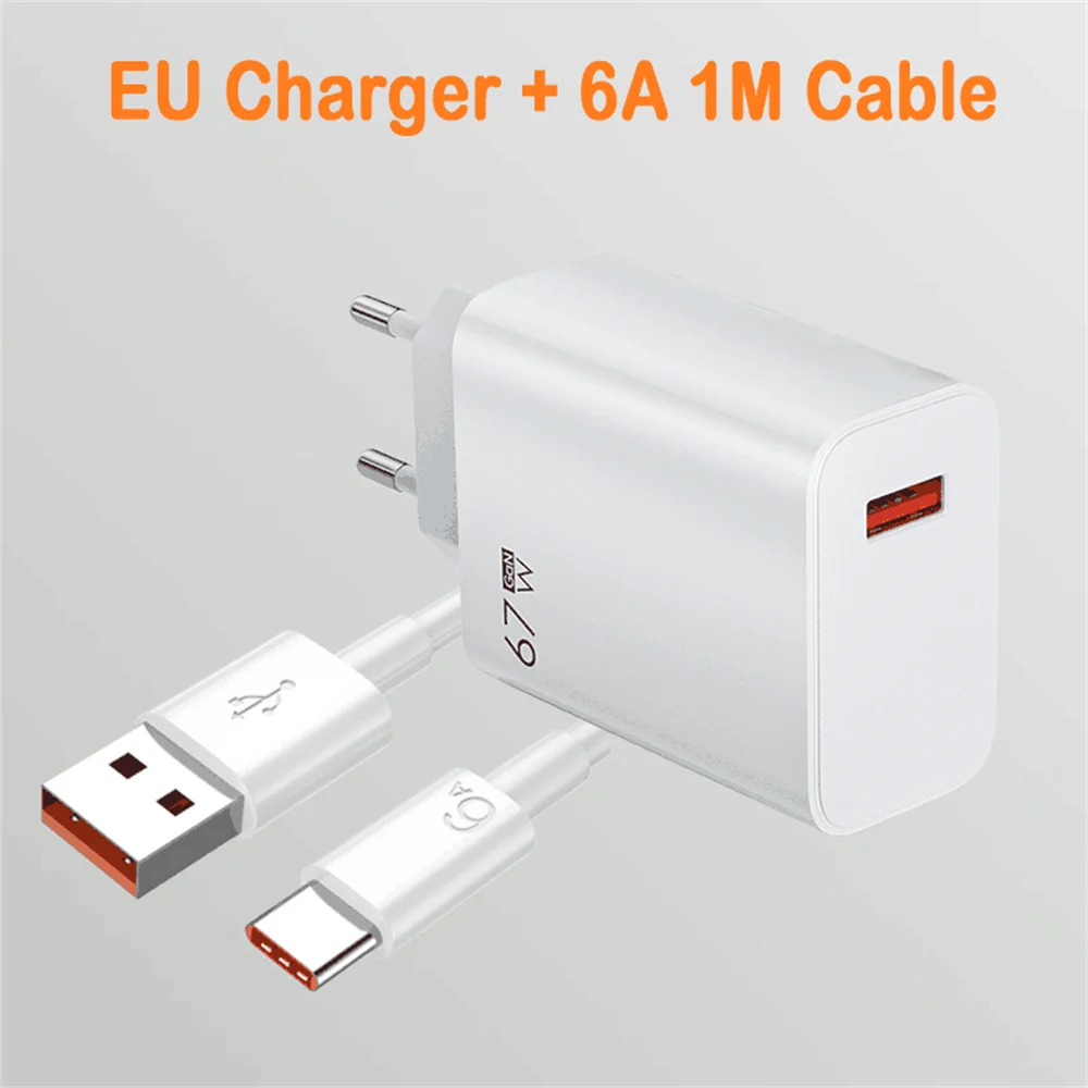 Total 67W USB GaN Charger Fast Charging Wall Phone Adapter 6A USB to TypeC