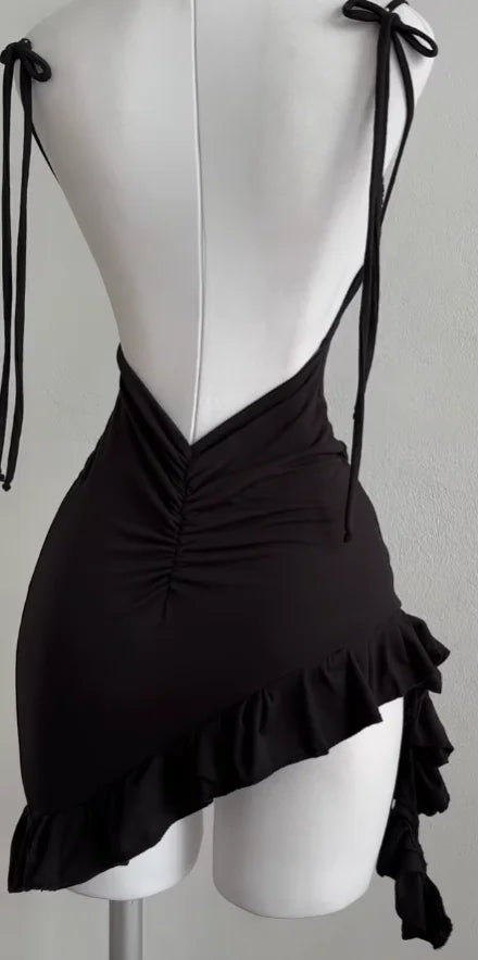 Y2K sexy backless lace up spicy girl's hip hugging skirt