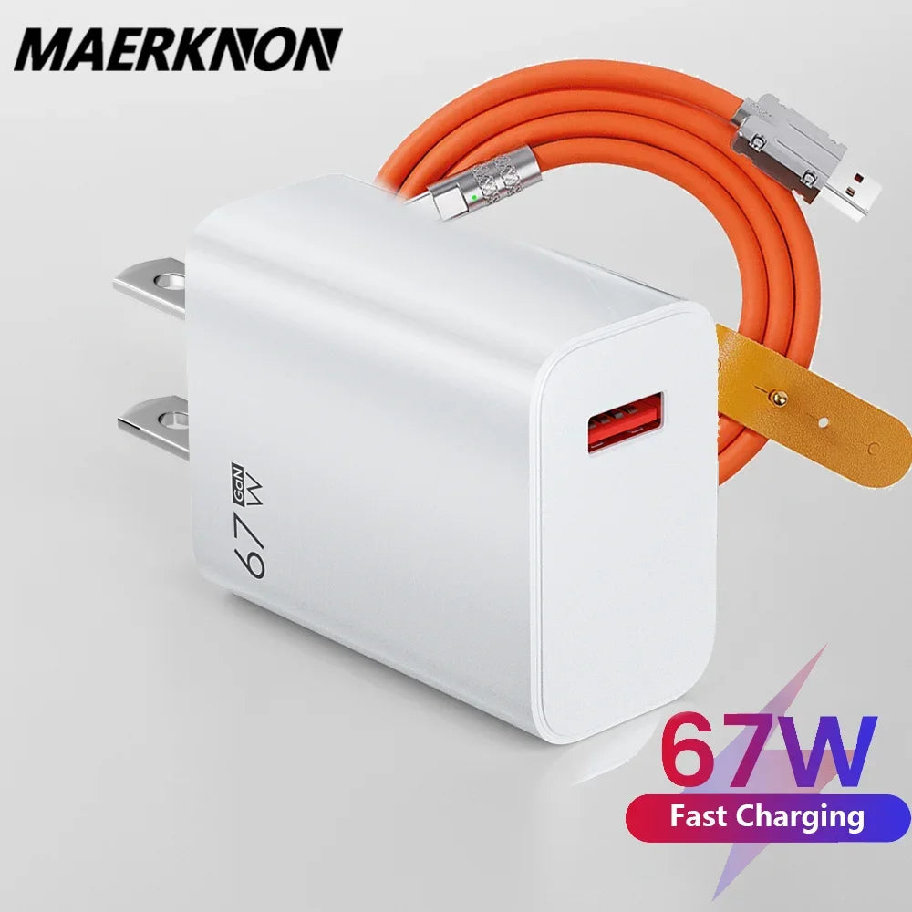 Total 67W USB GaN Charger Fast Charging Wall Phone Adapter 6A USB to TypeC