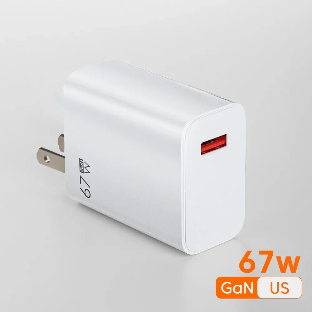 Total 67W USB GaN Charger Fast Charging Wall Phone Adapter 6A USB to TypeC