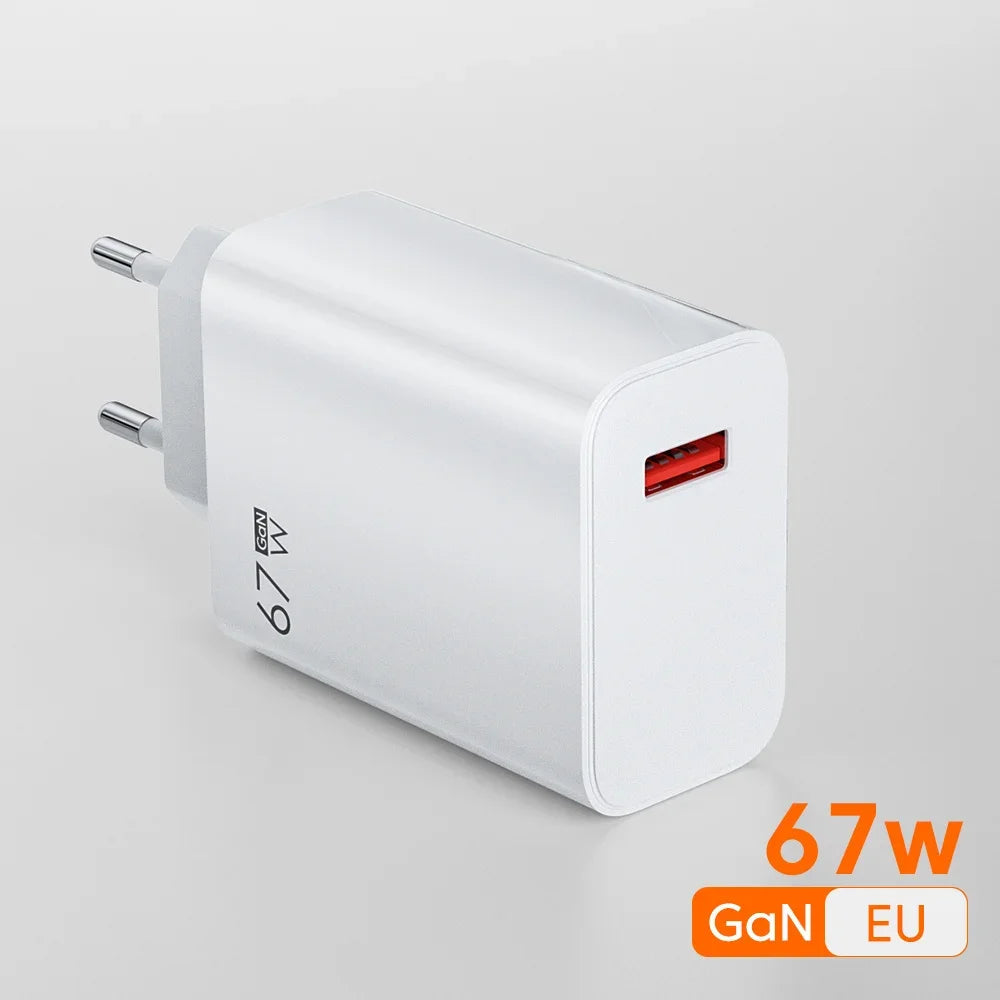 Total 67W USB GaN Charger Fast Charging Wall Phone Adapter 6A USB to TypeC